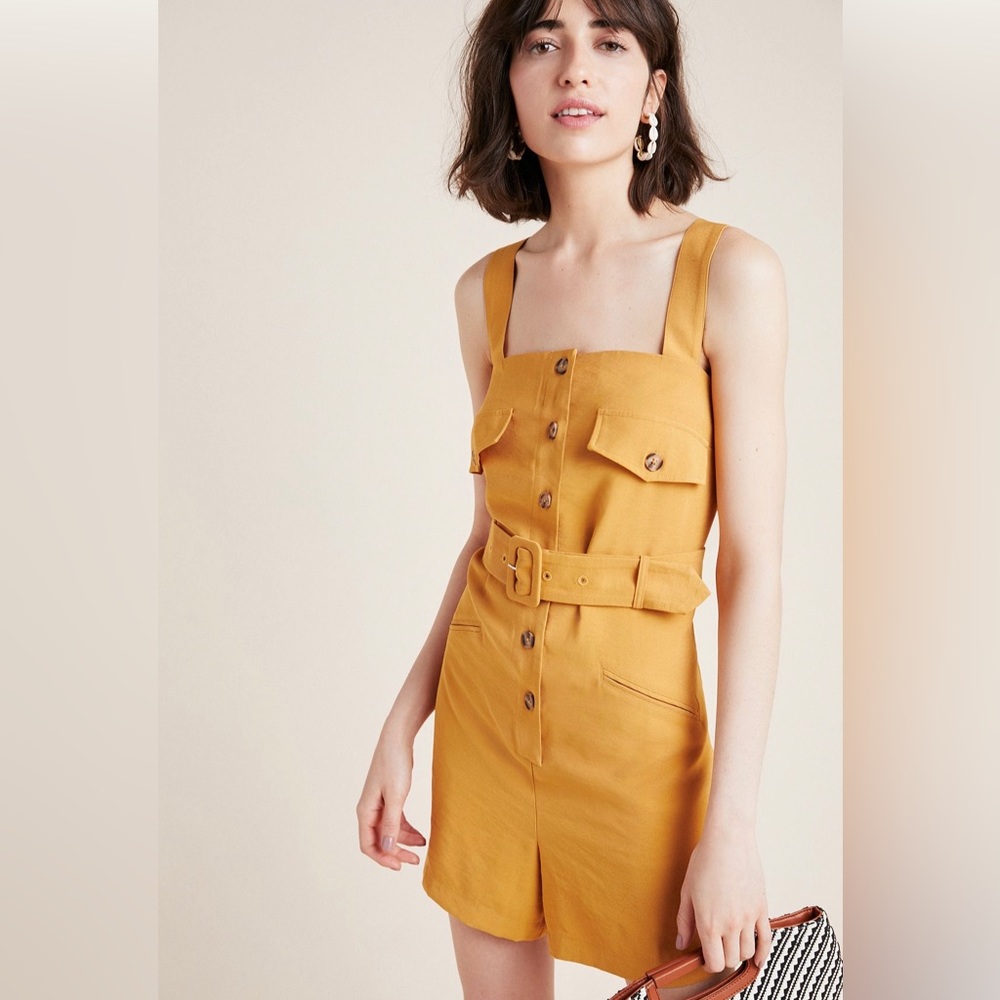 Anthropologie First Monday Sunshine Button-Front Romper Size M